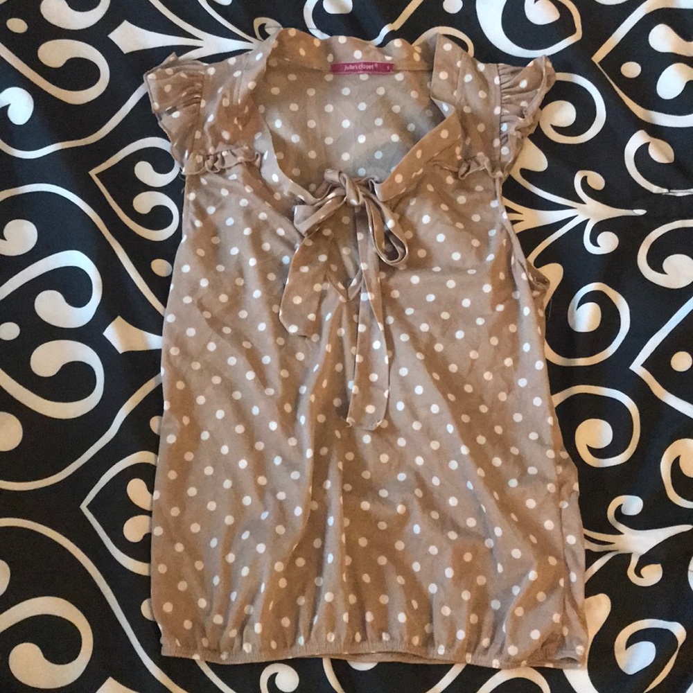 Tan polka dot blouse